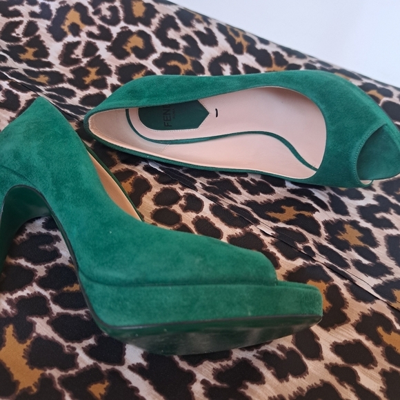FENDI women's pumps emerald green size 36 1/2‎ Made In Italy - Picture 12 of 12